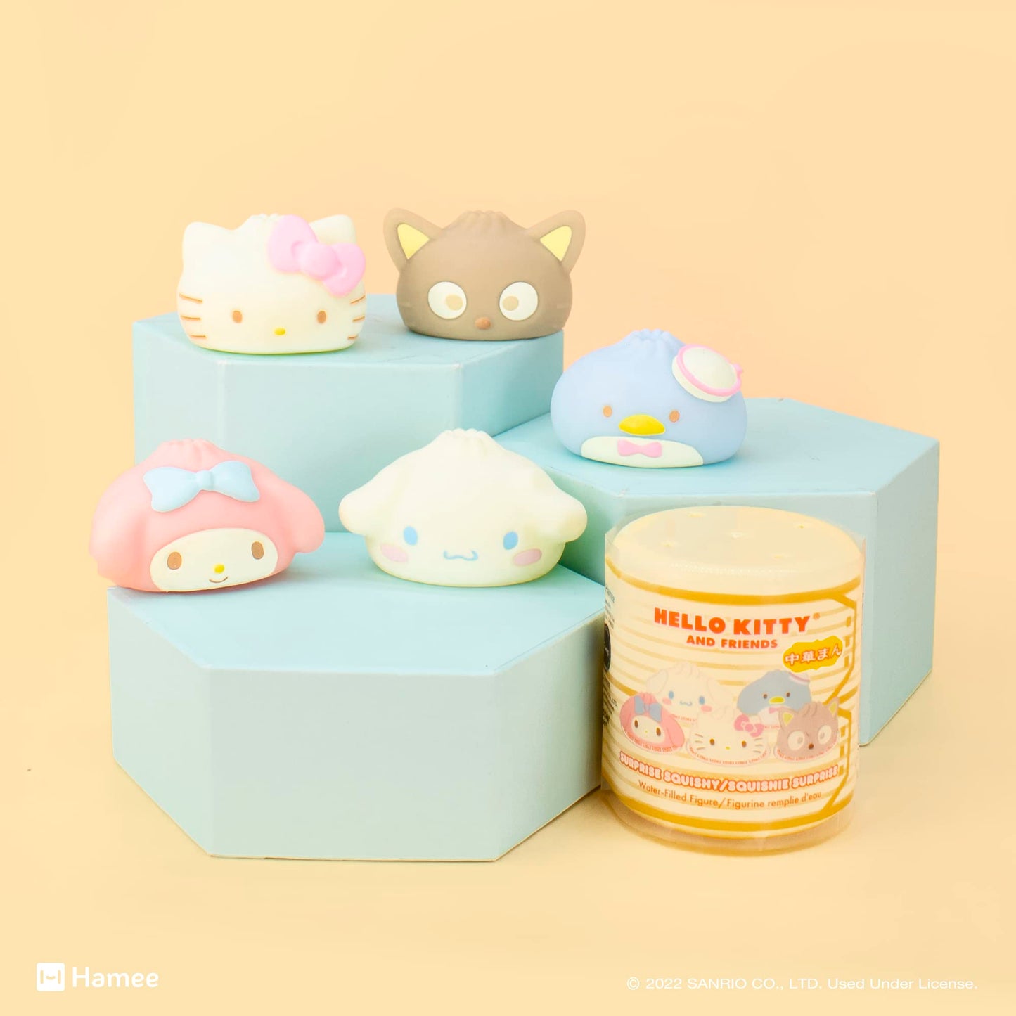 Hamee Sanrio Hello Kitty and Friends Cute Water Filled Surprise Capsule Squishy Toy [Steamed Bun] [Birthday Gift Bag, Party Favor, Gift Basket Filler, Stress Relief] – 5 Pc. (All 5 Styles)