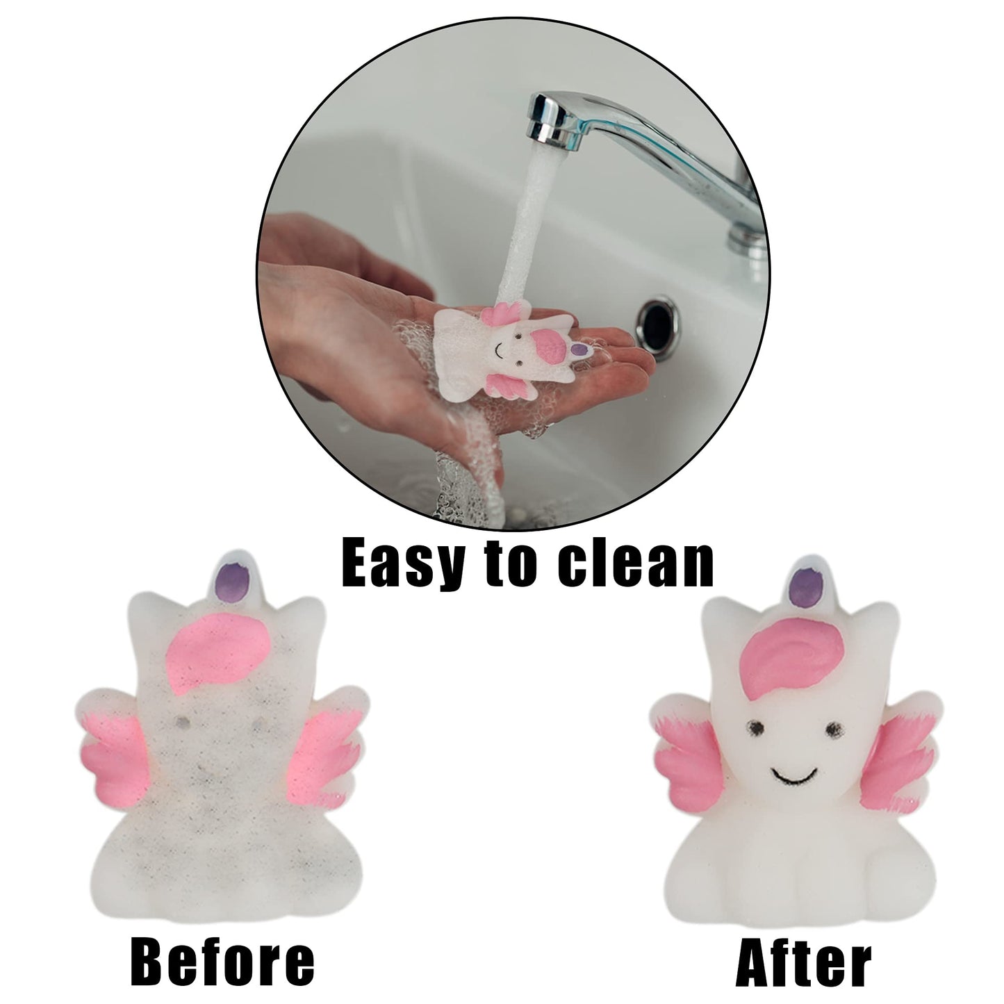 Cllayees 24 Pcs Squishy Toys, Unicorn Kawaii Mochi Squishies, Unicorn Party Favors Stress Relief Toys, Goodie Bags Christmas Birthday Gifts Classroom Prizes for Kids (Unicorn)