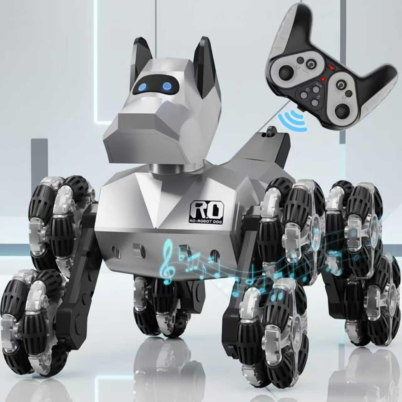 NQD® Robot Dog Toy, 360°Rotate Remote Control Robot Dog with Dancing & Sound FX, Remote Control Cars RC Stunt Robotic Dogs with LED Eyes, Electronic Pet Toys Gifts for Boys Kids Age 3-5 6-7 8-12