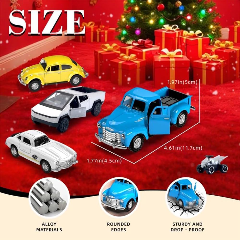 Little Blue Truck Toys for Kids Ages 2 3 4 5 6 7 8 Year Old Boys Girls, 1:32 Alloy Kids Car Toys, with Pull Back Model Cars diecast Cars Toddlers Race playsets Birthday Set