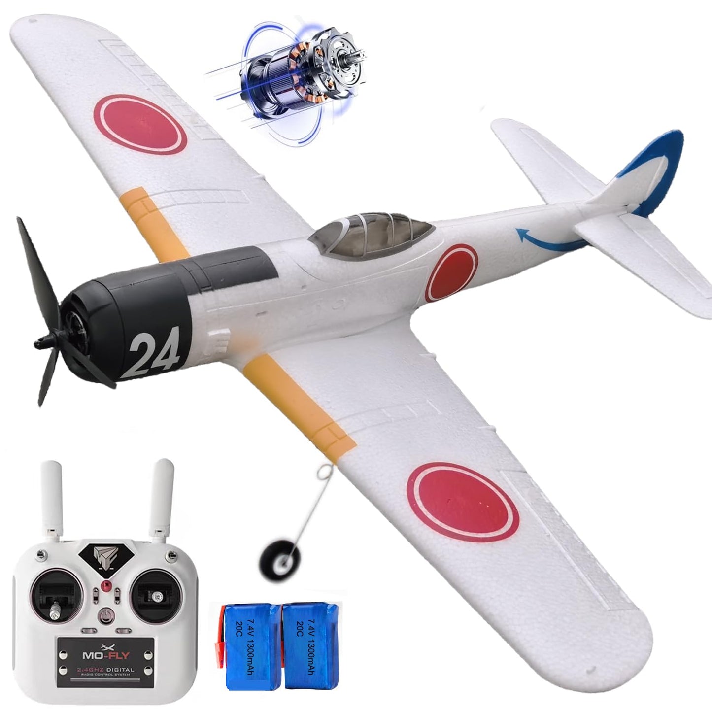 690MM 27.16-Inch Remote Controlled Plane Airplane for Beginners Adults Expert 4-Channel A6M Zero-Fighter Brushless Motor RC Fixed Wing 3D /6G Stunt Flying Mode RC Glider 1/16 ( White 2-Battery )
