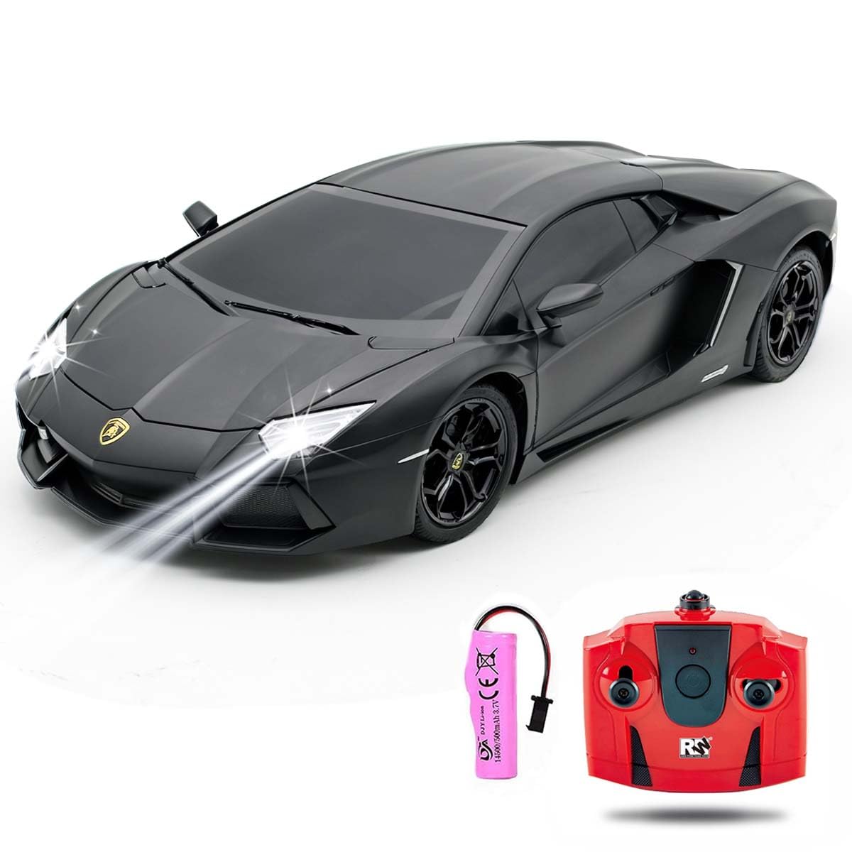QUN FENG Official Licensed Lamo LP-700 1:18 Scale Remote Control Car for Kids 8-12 Years, RC Car with Rechargeable Battery 3.7V 500mAh, 2.4GHz Matte Black