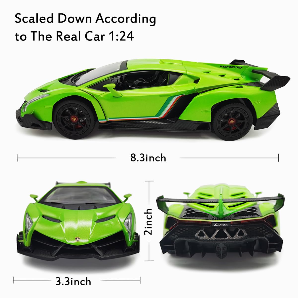 QUN FENG Lamborghini Remote Control Car 1:24 Scale Lambo Toy Car Officially Licensed Rc Cars with Light 2.4Ghz Model Car for Boys 4-7 Girls Birthday Gift, Green