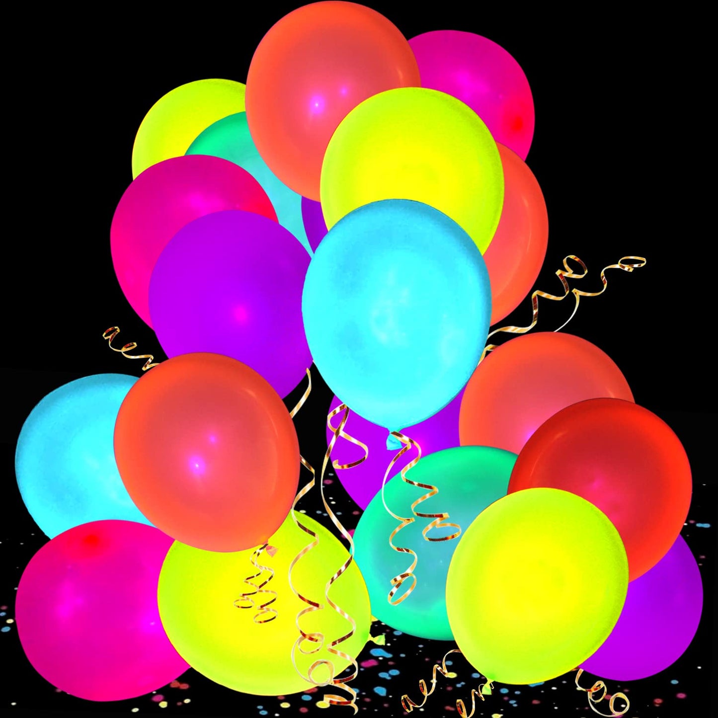 110 Pieces UV Neon Balloons Glow in the Dark Party Supplies Black Light for Glow Party Helium Fluorescent Latex Neon Balloons for Kids Birthday Party Decoration