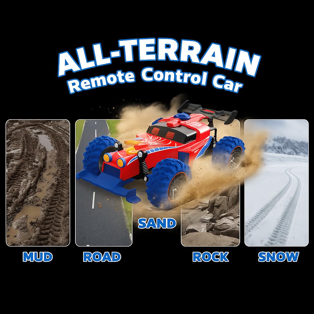 IPLAYBLOOM 2.4 GHz Remote Control Off-Road Racing Car,RC Cars Toys with Two Rechargeable Batteries and USB Charging, 1:16 Electric Vehicle Gifts for Kids Girls Boys