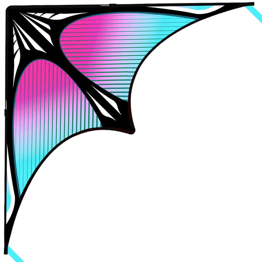 Flying Hoofer Large Beach Delta Kite for Adults and Kids Ages 4-8 & 8-12, Extremely Easy to Fly for Beginners(60X30''), Single Line Kite,Comes with 300 FT String Kite Handle.(Blue)