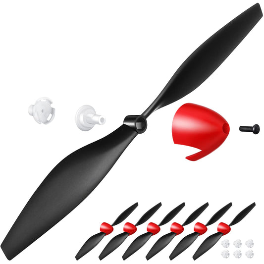Riakrum 6 Sets Spare Rc Plane Propellers Airplane Carbon Fiber Nose Cone Compatible with Tr-p51 Rc Plane 4 Channel Remote Control Airplane with Propeller Savers and Adapter