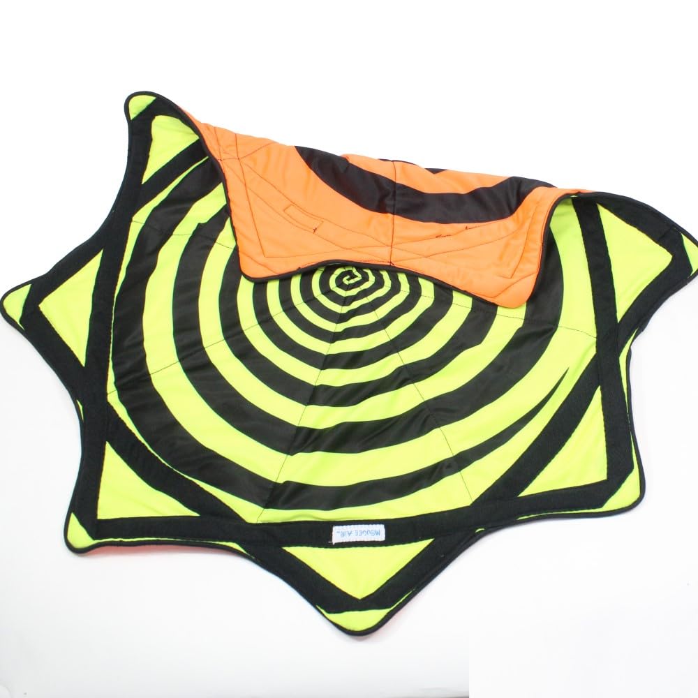 Mougee (moo-JEE) Air Flow Star - Neon Series - for Beginners & Advanced - Fum&Challenging -Double Stitched Flow & Vibrant Colors & Patterns Durable - 28” Diameter - Orange/Yellow Neon