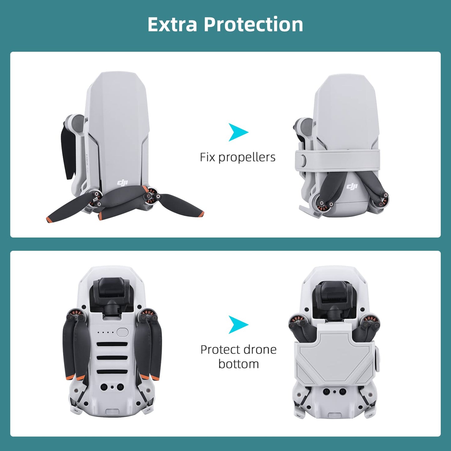 Mini 2 Propeller Holder Guard,HeiyRC Landing Gear Props Protector Bumper Foldable Height Extensions Blade Stabilizer Fixator for DJI Mini 2/Mini SE/Mavic Mini Accessories