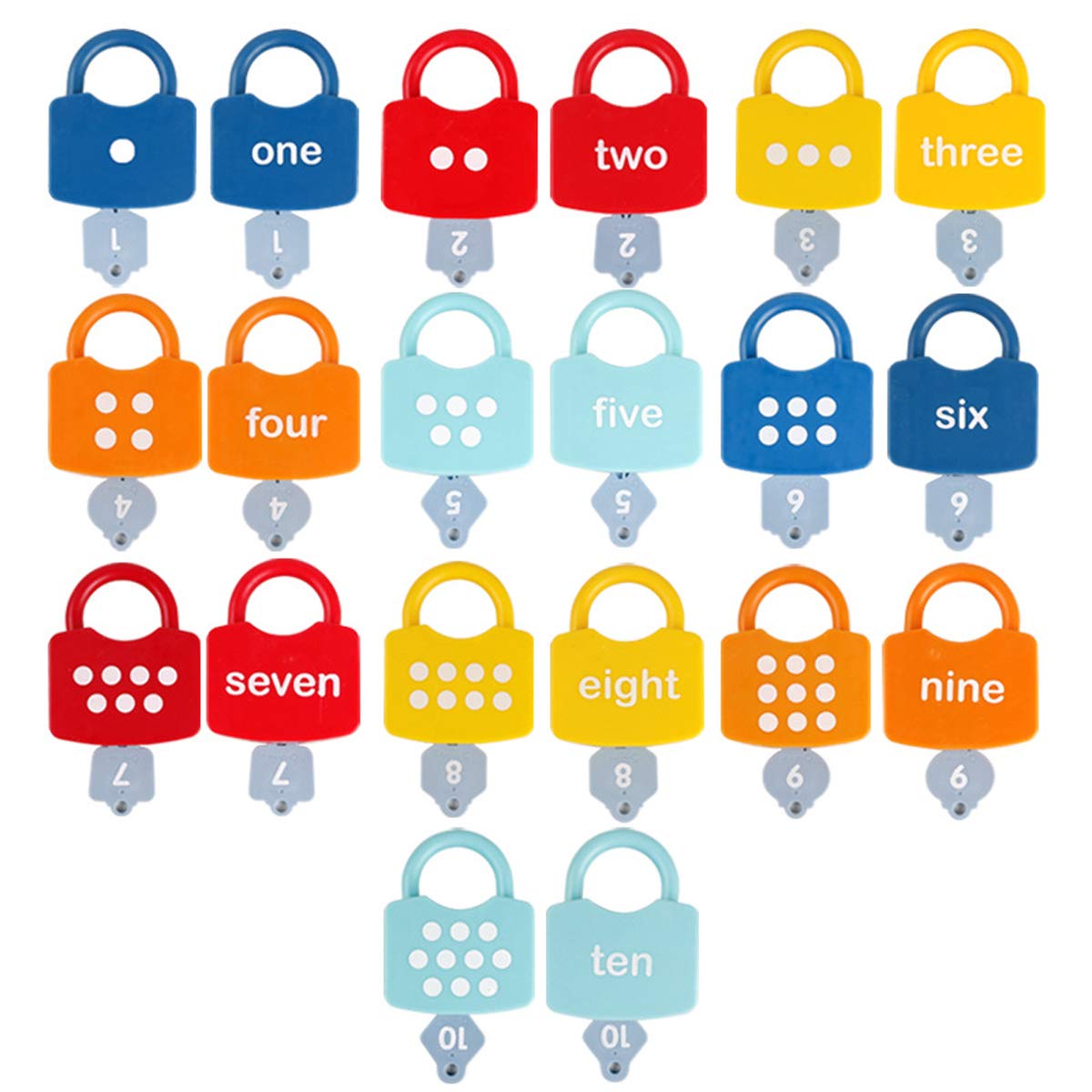 Lerdots Kids Learning Locks with Keys, Montessori Counting Toys for Toddlers, 1-10 Dots Number Matching Toys, Preschool Math Learning Activities for Ages 3 4 5 Boys Girls, Educational Gifts