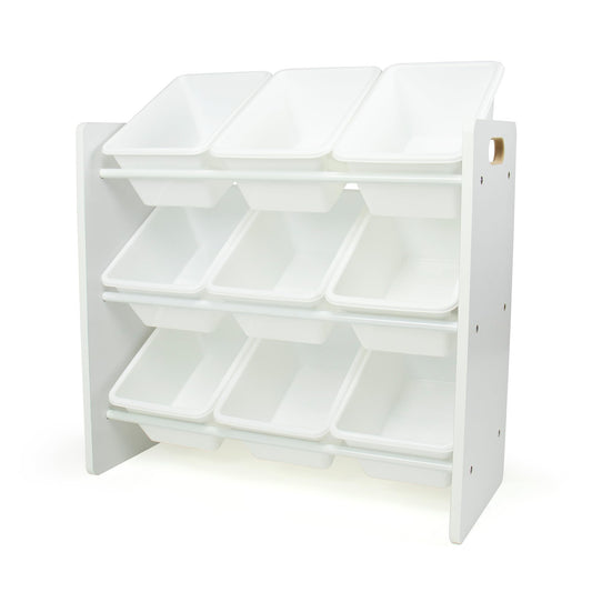 Humble Crew Toy Storage Organizer with 9 Removable Storage Bins for Kids Playroom, 3-Tier Toddler Toy Organization and Storage, White/White