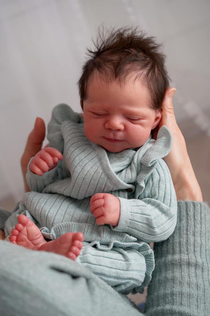 Zero Pam Lifelike Reborn Baby Dolls Boy 18 Inch Realistic Newborn Girl Eyes Closed, Newborn Baby Doll with Soft Cloth Body Real Life Babies Dolls with Hair Silicone Toddler Doll for Kids