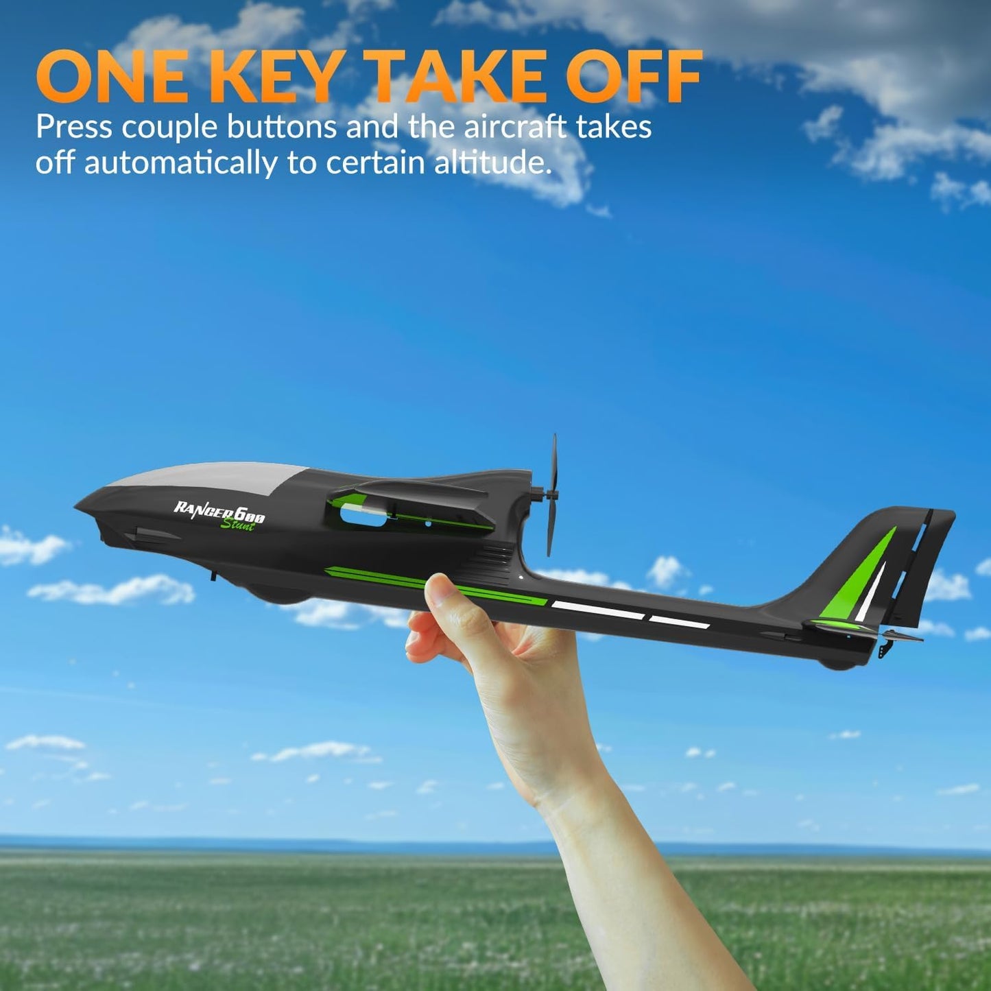 volantexrc RC Plane, 4CH Remote Control Glider Airplane RTF with 6-Axis Gyro, 3 Modes & Aerobatics Easy to Fly, 2.4GHz Radio Controlled Aircraft for Beginners& Adults, Ranger600 Stunt, Black