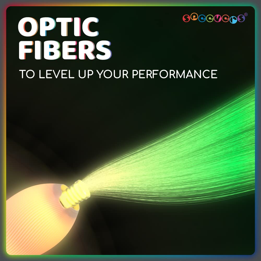 speevers LED Poi Optic Fiber Poi for Professionals - Exciting Light Show and Fast USB Charge - Strobe & Fade Light Programs - LED Prop for Spinners 1 Year Warranty