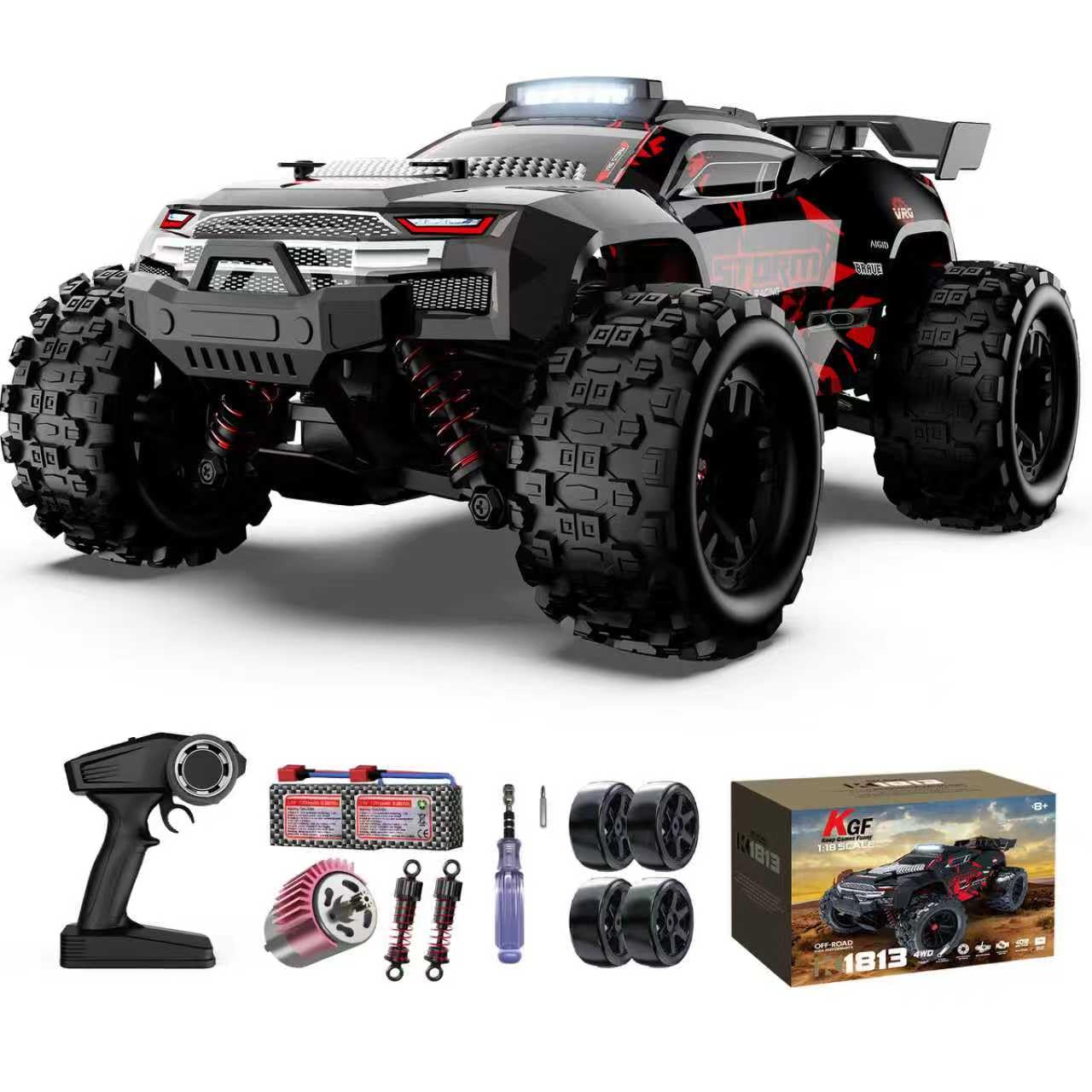 Remote Control Car 1:18 All Terrain RC Cars, 40 KPH High Speed Remote Control Truck, 4WD Electric Vehicle, Off-Road RC Truck with 2 Rechargeable Batteries, 2.4Ghz Remote Control Car for Kids & Adults