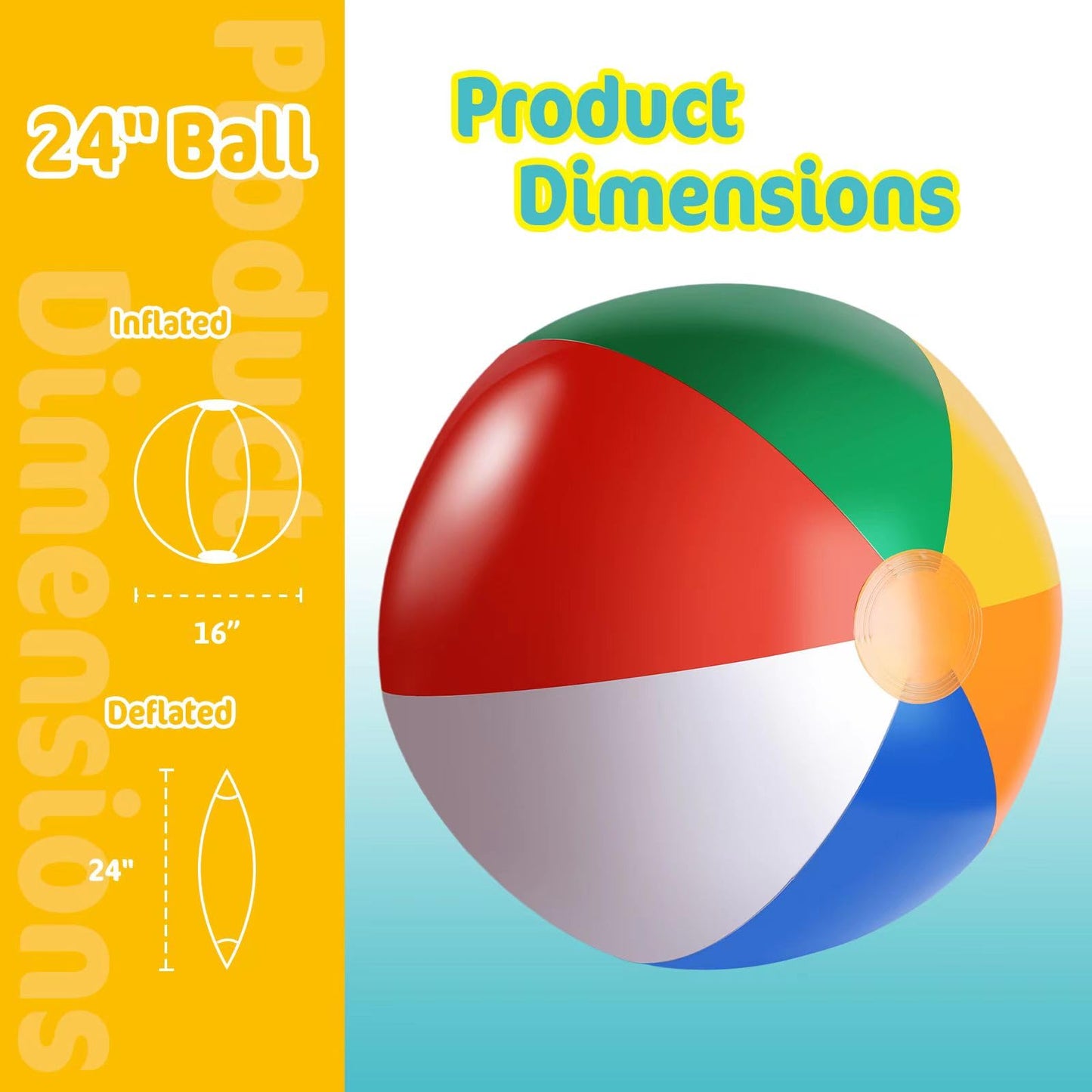 GRNVDWN 5 Packs 24" Inflatable Large Beach Balls Rainbow Color Pool Ball Pool Toys Pool Balls for Swimming Pool Beach Ball Party Favor Beachball Balloons for Kids&Adults