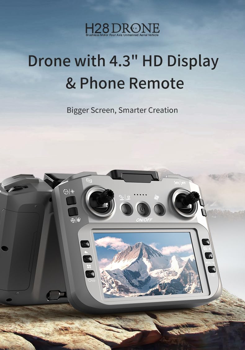 Drone with 1080P Camera - Foldable Remote Control Quadcopter with Voice Gesture Control, Equipped with a 2.4-inchscreen remote control，3D Flip, One Key Start, Emergency Stop, 2 Batteries, Toy for Kids Adult Beginners，Gifts suitable for Christmas