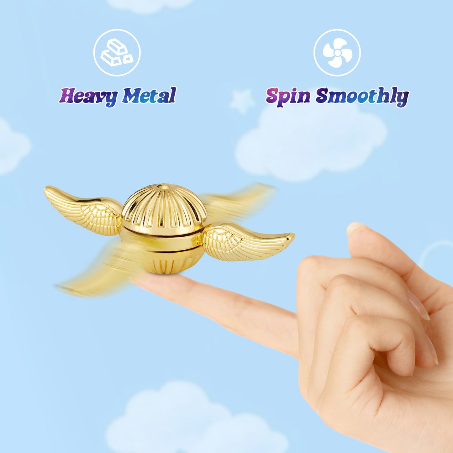 2-Piece Set Metal Orb Fidget Spinner Toys for Kids,Cute Anxiety Stress Relief Sensory Decoration Gadgets Party Stuff for Boys Girls,Christmas Stocking Stuffer Gifts for Teens Adults with ADHD Autism.