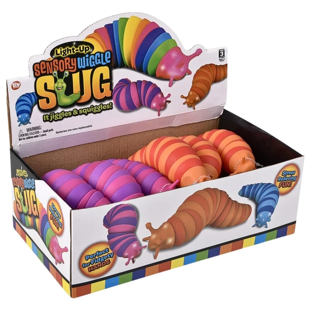Rhode Island Novelty 7" Light-Up Wiggle Sensory Slug (1 Per Order, Style May Vary)