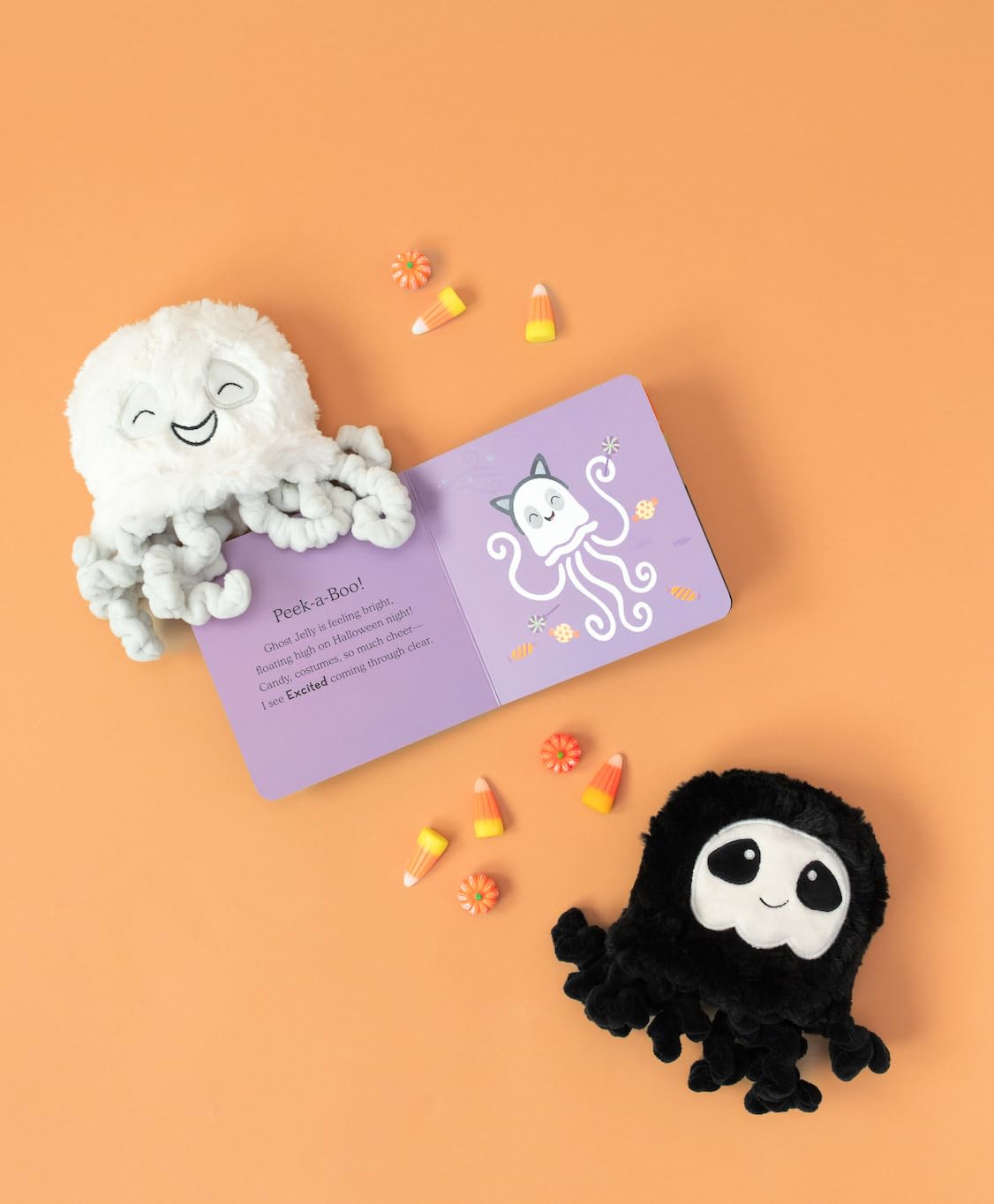 Slumberkins Peek-A-Boo Feelings Jellyfish Set - Promotes Emotion Identification, Curiosity & Bravery - Includes Board Book & 2 Limited Edition Jellyfish Mini Plush Toys