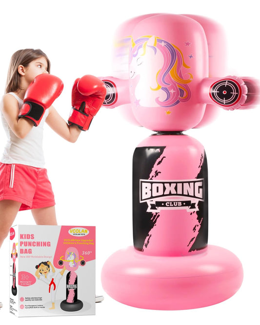 VCOLAN Punching Bag for Kids,48inch Kids Punching Bag,New Upgraded 360°Rotating Inflatable Boxing Bag Toy for Girls, Christmas Birthday Gift for Kids Age 3-6