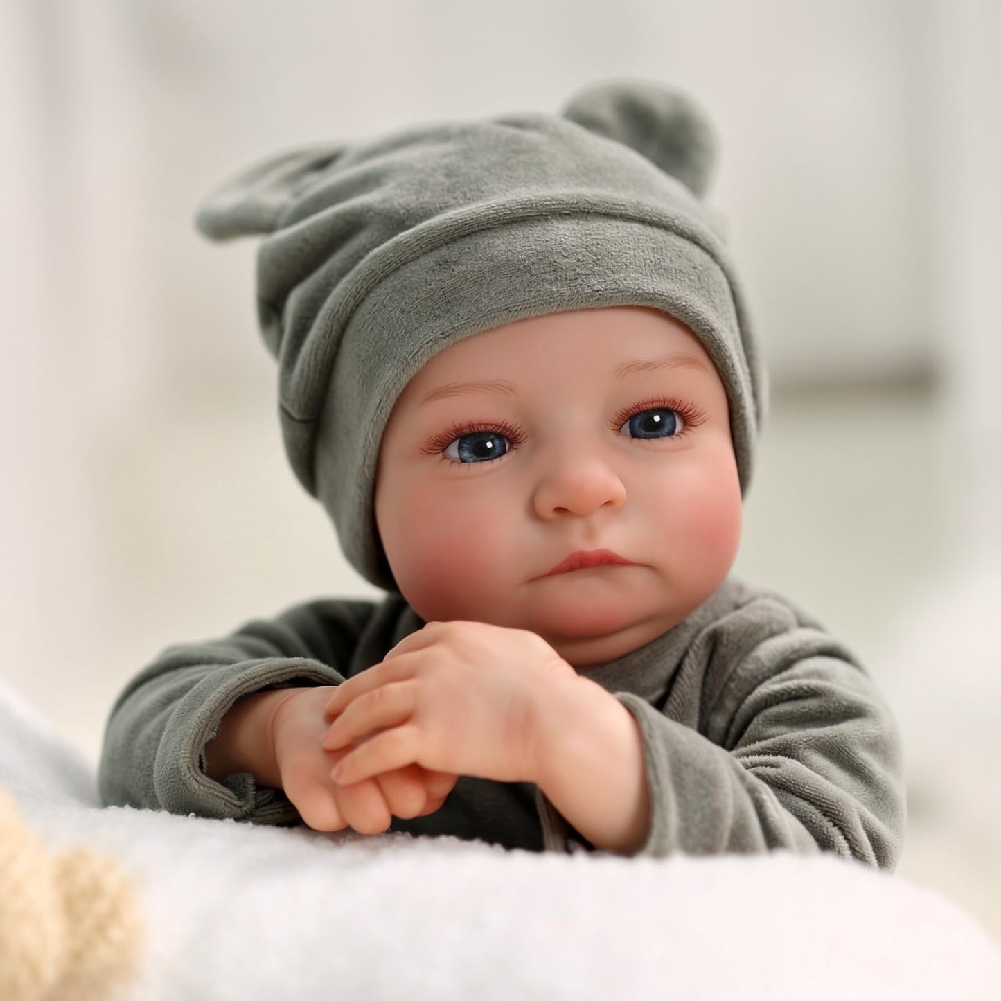 BABESIDE Eyes Open Reborn Baby Doll - 18-Inch Realistic Newborn Baby Doll Full Body Vinyl Reborn Baby Boy Poseable Real Life Baby Dolls with Gift Box and Feeding Kit for Ages 3+