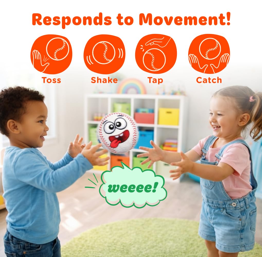 Move2Play, Hilariously Interactive Toy with Music & Sound Effects for Boy & Girl | Ball for Toddler & Baby | 6, 12, 18+ Months | 1, 2, 3+ Year Old (Baseball)