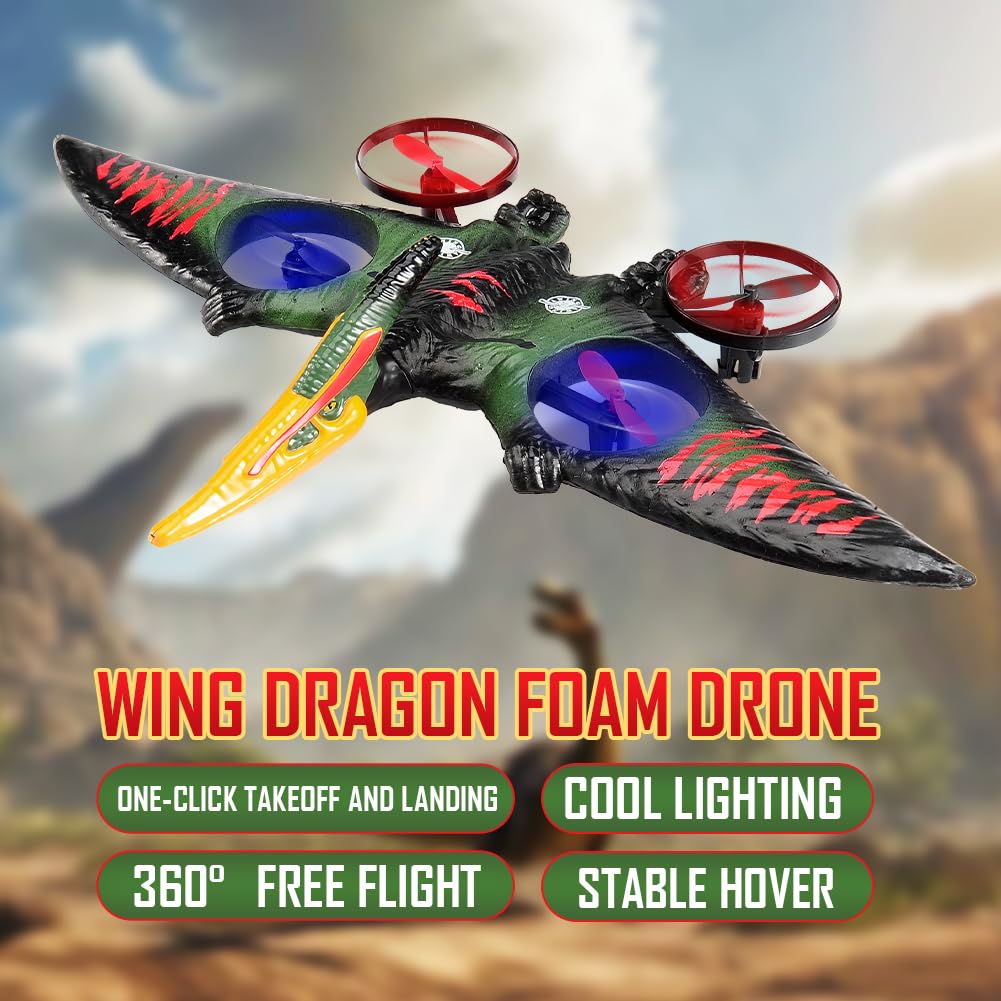 jaming Pterodactyl Drone Dragon Toys Rc Airplanes for Kids and Adults Easy to Flying Dinosaur Toys Remote Controlled Aircraft for Beginners Hobby RC Plane Toys Birthday Gifts for Boys 8-12