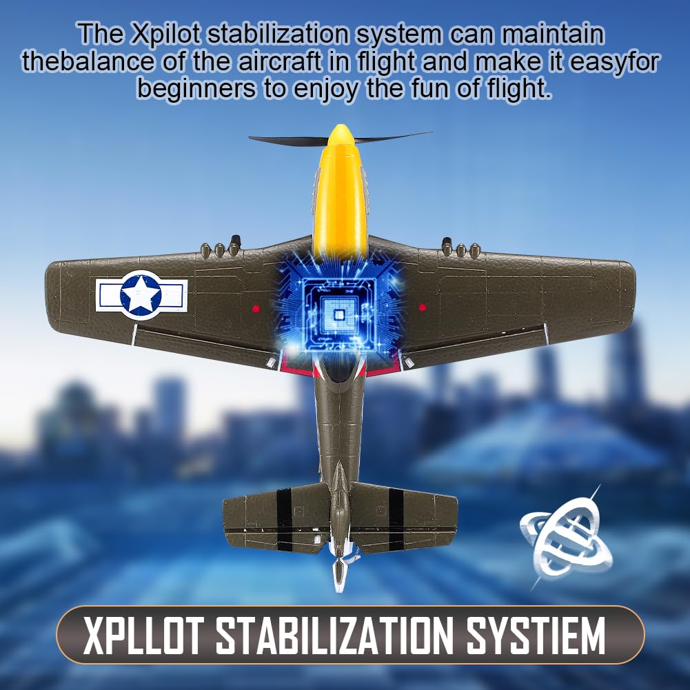 RoofWorld RC Plane 4 Channel Remote Control Airplane Ready to Fly P51D Mustang RC Airplane Easy Control for Beginners Adults