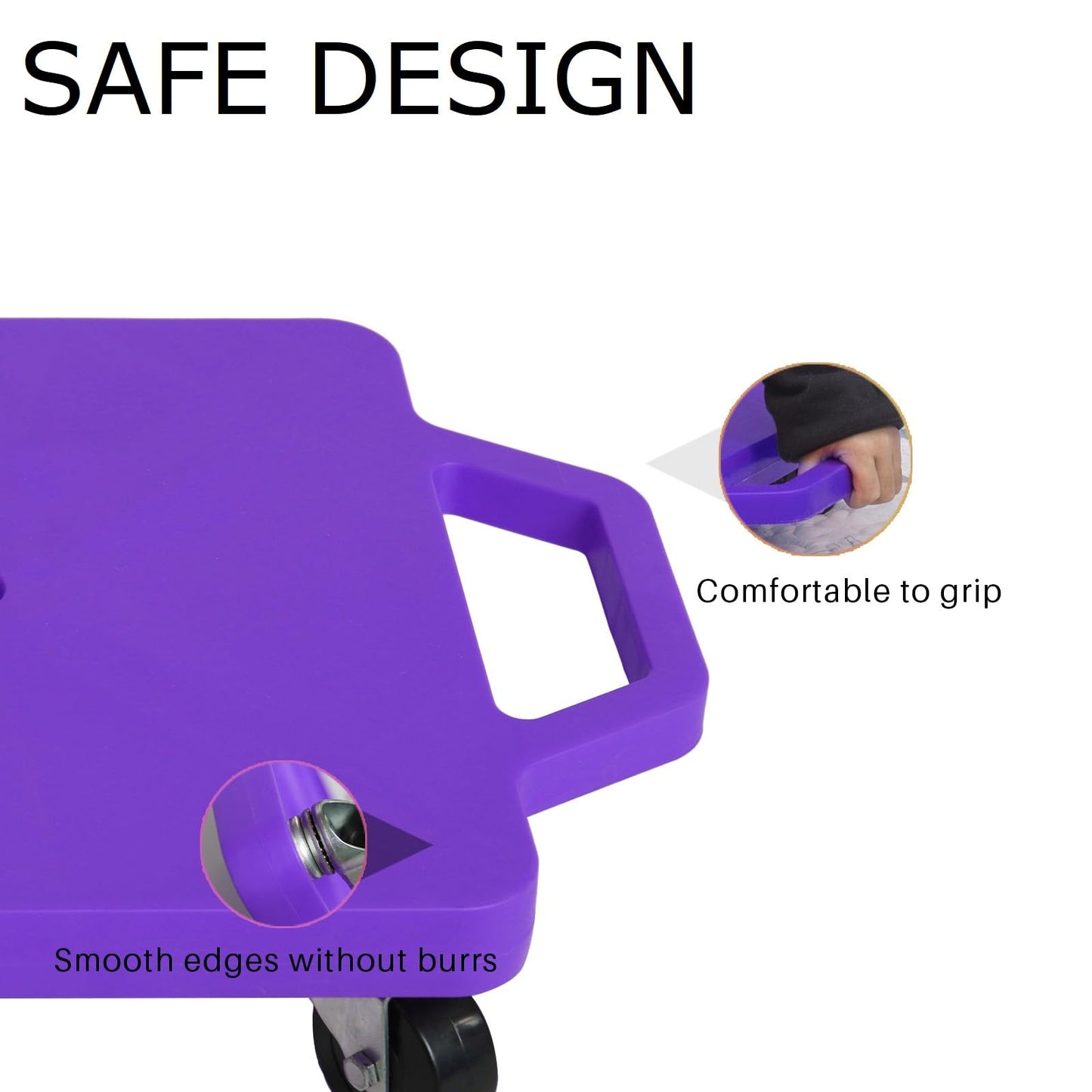 romrex 2 Plastic Scooter Boards with Handles for Kids Sitting and Sports Training, with 1 Ring, 2 Ropes and 4 Beanbags, Indoor and Outdoor Play