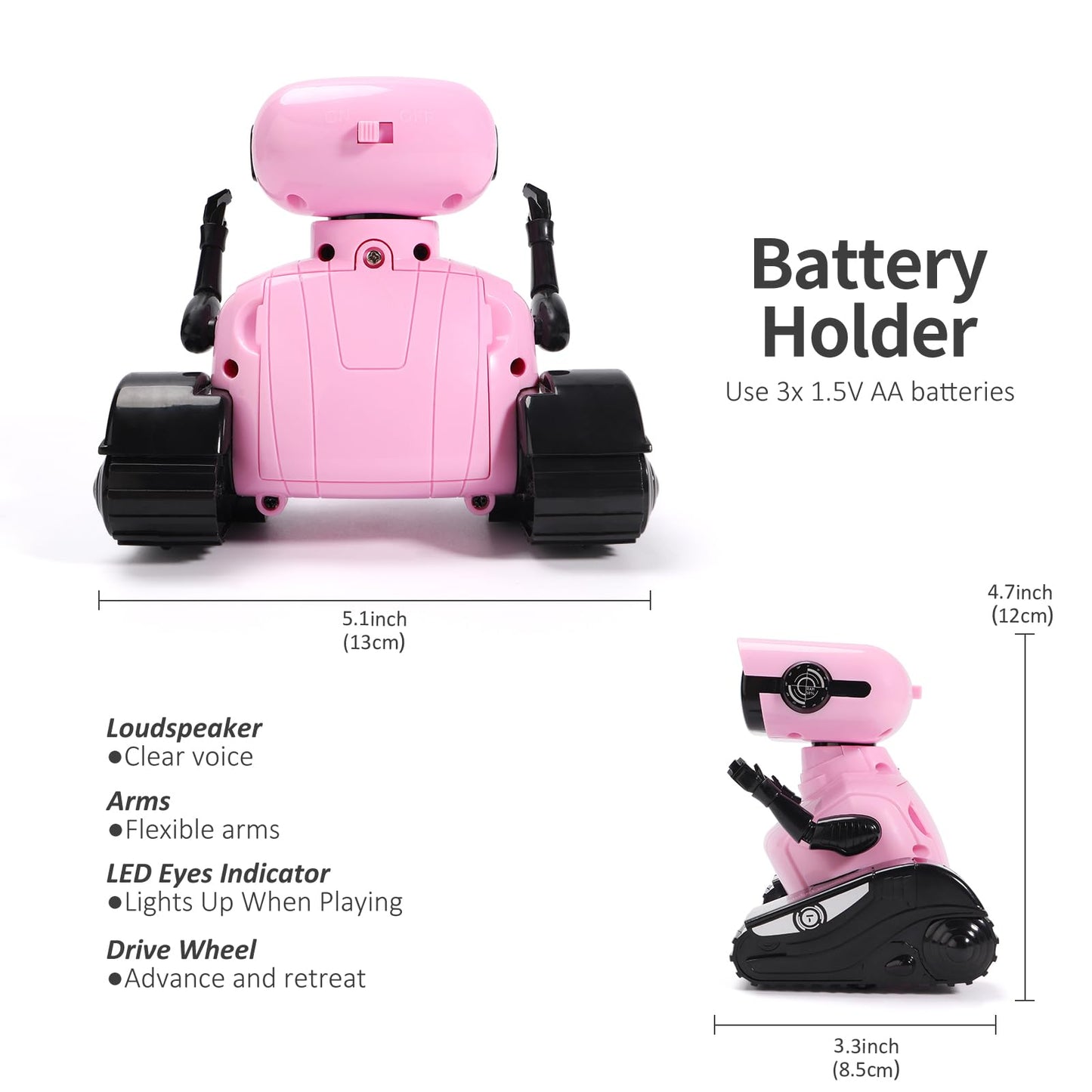 GILOBABY Remote Control Robot Toy for Kids 3-5 Years, Flashing LED Eyes, Dancing and Flexible Moves, Auto Demo Mode, Gift for Girls (Pink)