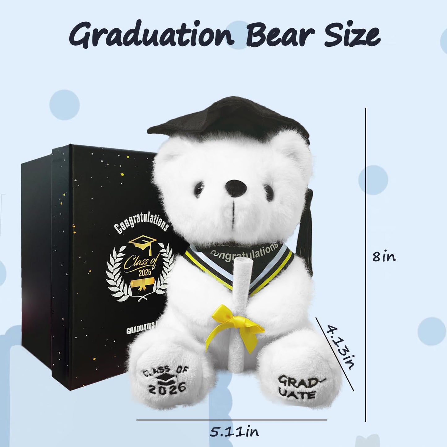 Ziyutam Graduation Bear Gifts for Class of 2026 Graduation Plush, Teddy Bear Stuffed Animal with Cap and Gown College High School Graduation Gifts for Boys & Girls