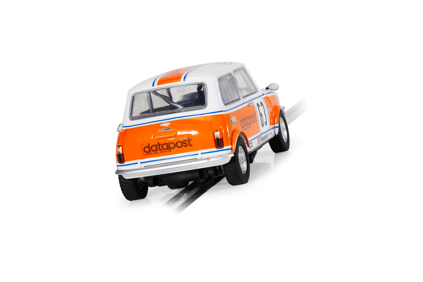 Scalextric Mini 1275GT Data Post Alan Curnow 1979 BSCC 1:32 Slot Race Car C4413