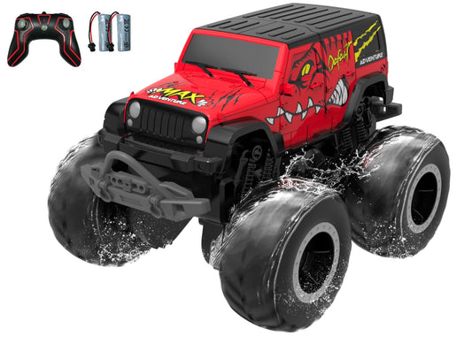 STEMTRON Amphibious Remote Control Car 2.4GHz 1:20 All Terrain Off-Road RC Car Remote Control Boat Gifts for Kids Boys Red