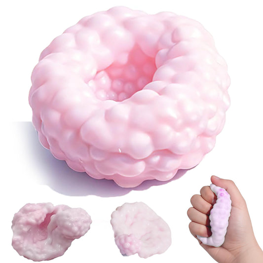 Crunchy Squishy Stress Ball, Crunchy Stress Ball with Beads, ASMR Smoothie Squeeze Toy with Air Pumps, Anxiety Relief Fidget Ball for Adults & Kids, Party Favors and Employee Gifts(Pink)