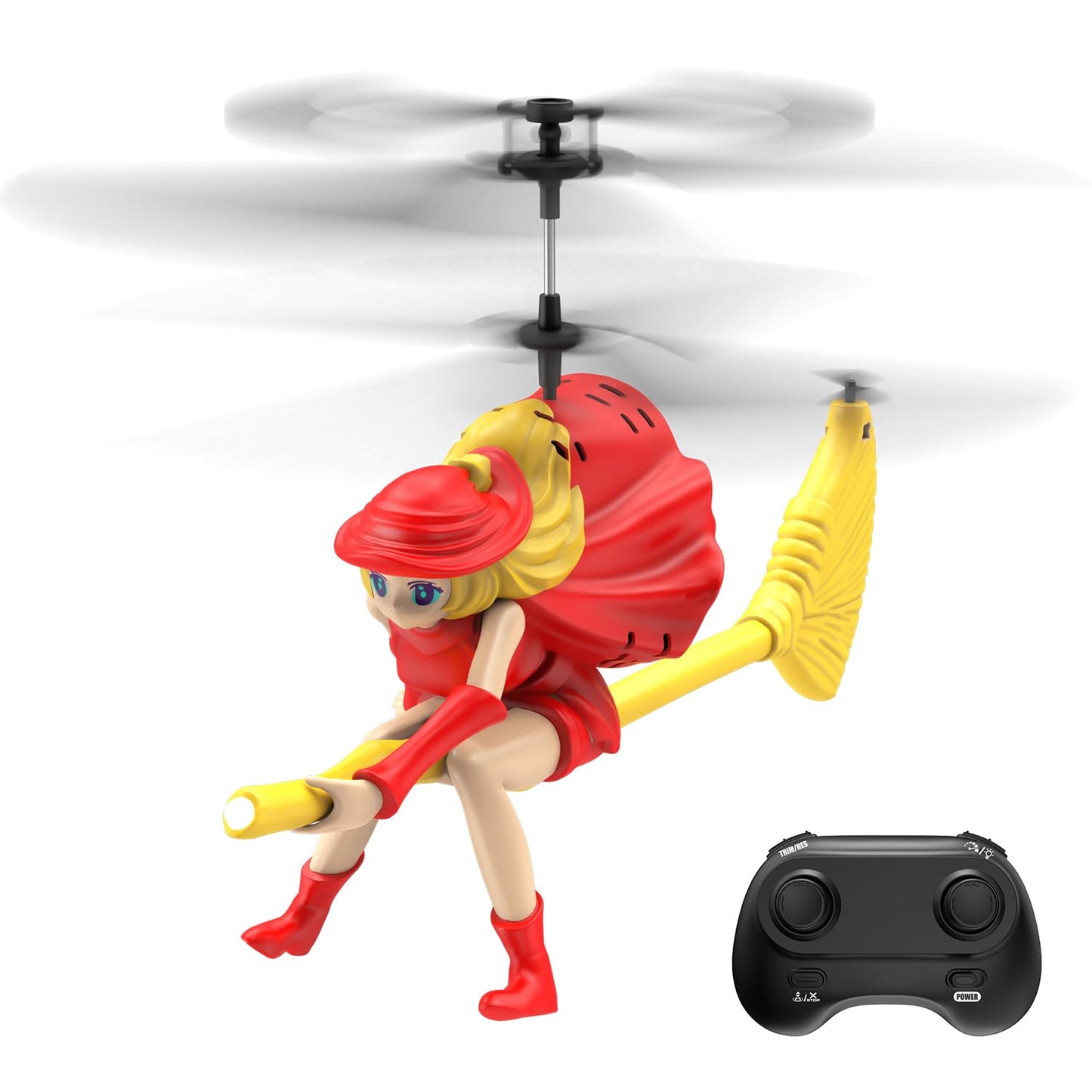 LM16-A RC Helicopter, Flying Witch Drone Toys for Girls with LED Lights, Indoor/Outdoor Remote Control Helicopter Christmas Birthday Gifts for Kids Boys Girls Age 6-8 9 10 11 12+(Red)