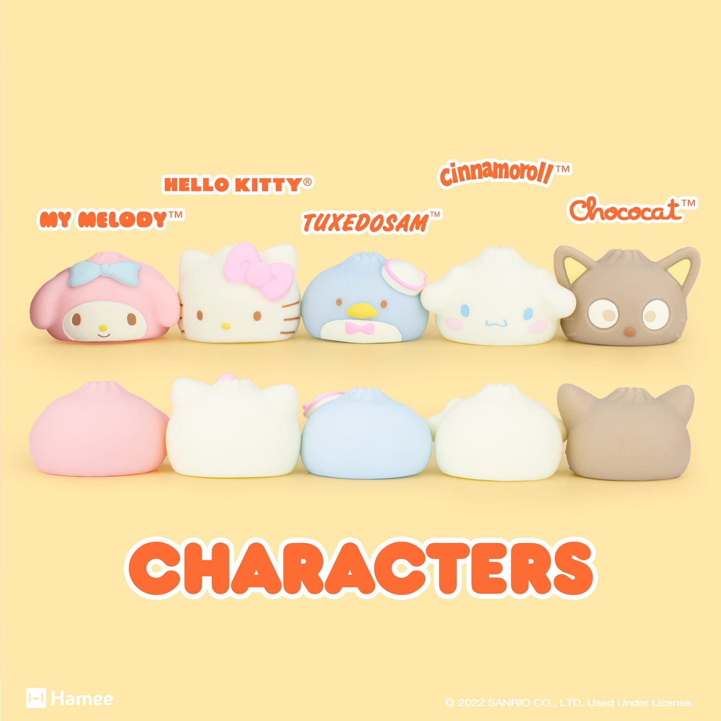 Hamee Sanrio Hello Kitty and Friends Cute Water Filled Surprise Capsule Squishy Toy [Steamed Bun] [Birthday Gift Bag, Party Favor, Gift Basket Filler, Stress Relief] – 5 Pc. (All 5 Styles)