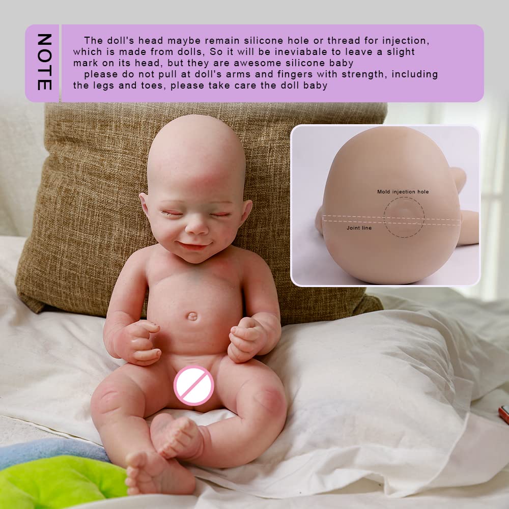 SERENDOLL 18.5 inch Realistic Full Silicone Baby Doll Can Drink Water, Lifelike Reborn Baby Dolls, Toy, and Collectible Bald Boy (Drinkable Boy)