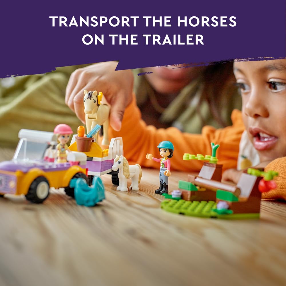 LEGO Friends Horse and Pony Trailer Playset, Building Toy for Kids, Creative Play Gift with Liann and Zoya Characters and 2 Animal Figures, Toy for 4 Year Olds and Up, 42634