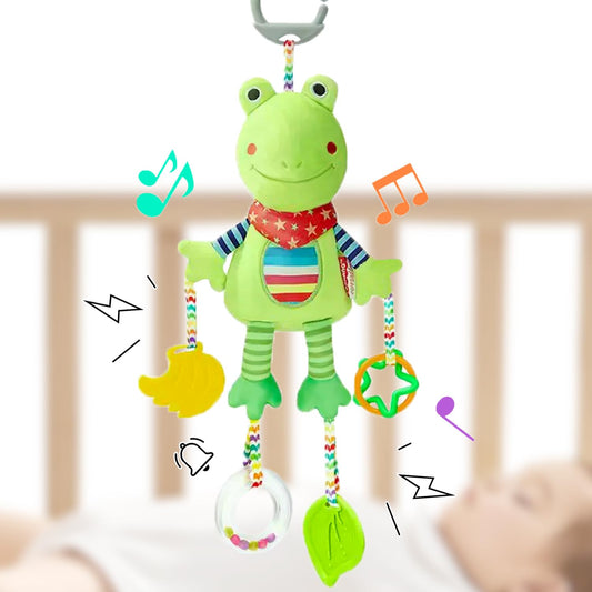 Cylazo Baby Hanging Toys, Plush Animal Stuffed Sensory Toys for Carseat Stroller Car Seat Crib Play Gym, Baby Toys for 0 3 6 9 12 Months, Baby Boys and Girls Gift (Frog)