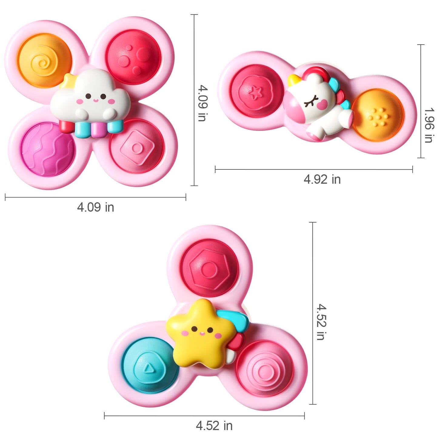ALASOU 3PCS Pop Suction Cup Spinner Sensory Airplane Travel Toys for 1 Year Old Boy Girl Infant Toddlers|Novelty Spinning Tops 12 18 Months|1 2 Year Old Boy Birthday Gift|Baby Bath Toy Kids Ages 1-3