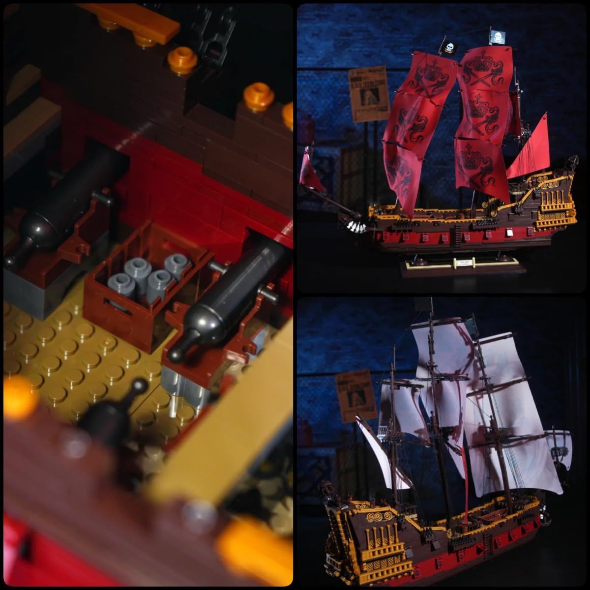 Miabrixbrix Queen Anne's Revenge Pirate Ship Model Kit Length 90cm, Pirates Building Boat Set for Adults & Collections Enthusiasts, Display Ship with Detachable Decks 4400+PCS