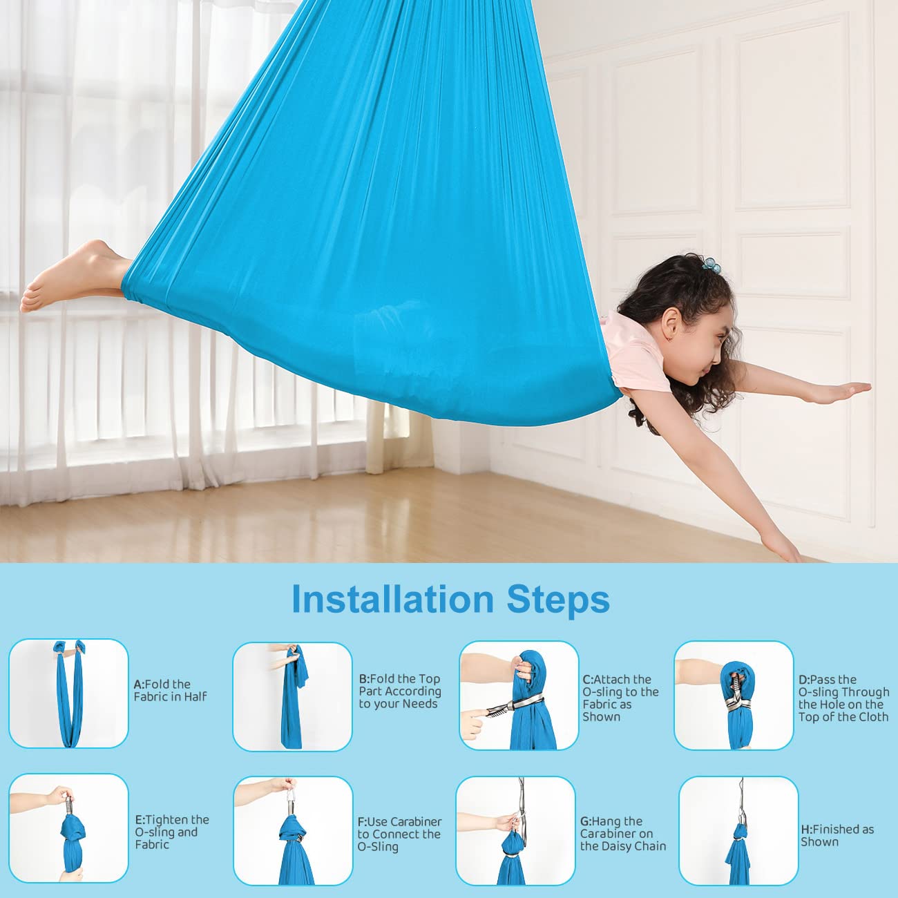 Sensory Swing for Kids Special Need Hardware Included, Indoor Outdoor Hanger for Calming & Relaxing, Cuddle Swing Happy for Autism, ADHD Therapy Aspergers Hug Like Snuggle Swing Hammock Sensory Chair