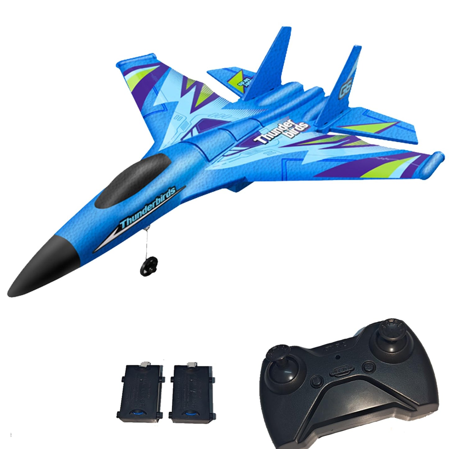 RC Plane,Remote Control Airplane, 2.4GHz 2 Channel Remote Control Plane, with Gyro Night Lights & DIY Stickers,Easy to Fly,RC Glider for Beginners, Adults and Teenager (Blue)