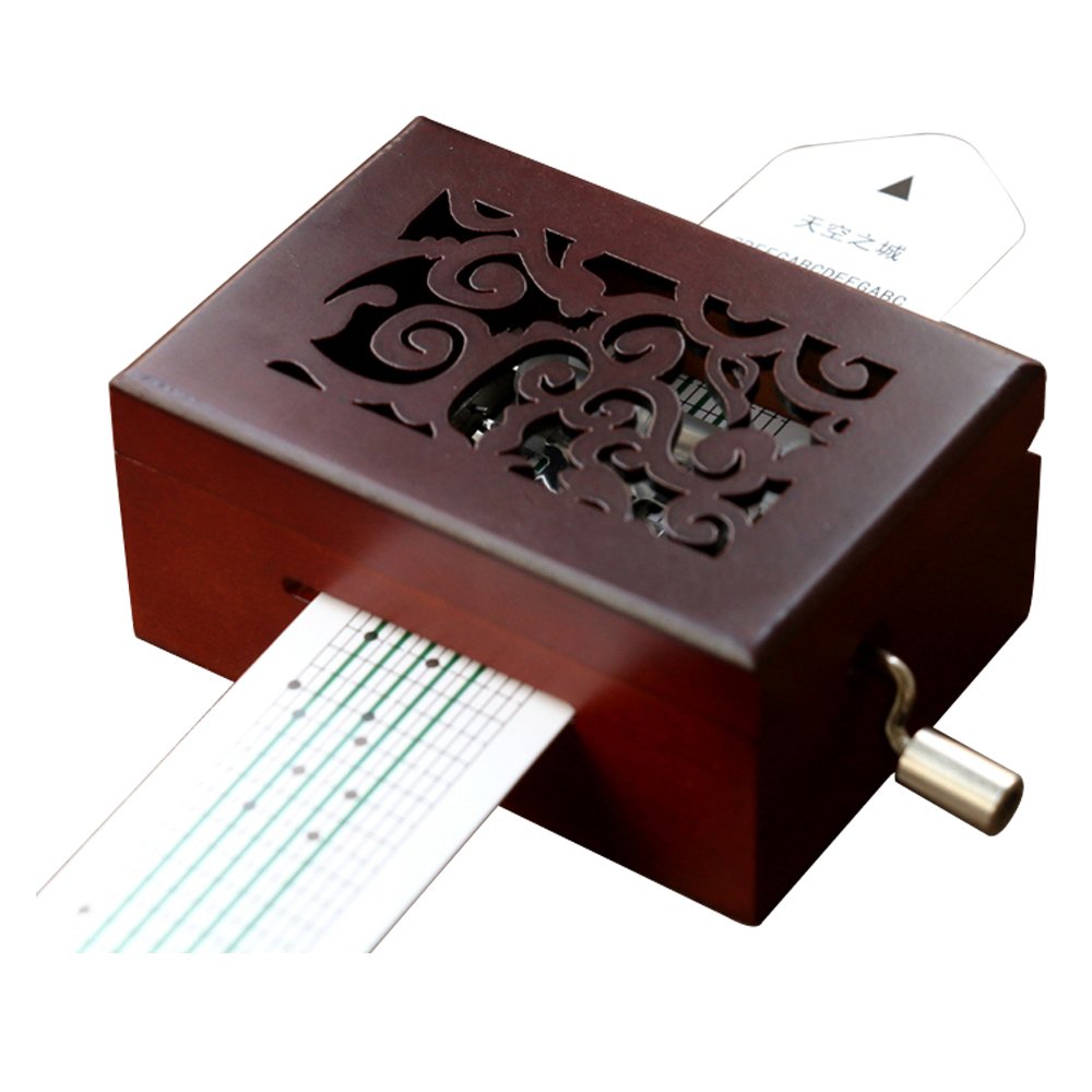 Youtang Vintage Carved Wood 15 Note Mechanism Musical Box Handcrank Music Box Gift