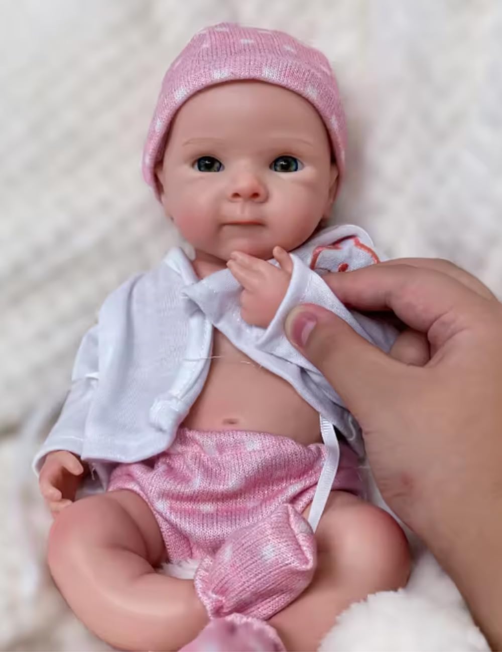 Aniiyy 13 Inch Can Open Mouth Full Body Silicone Baby Dolls, Lifelike Silicone Reborn Baby Doll, Anatomically Correct Baby Girl Dolls