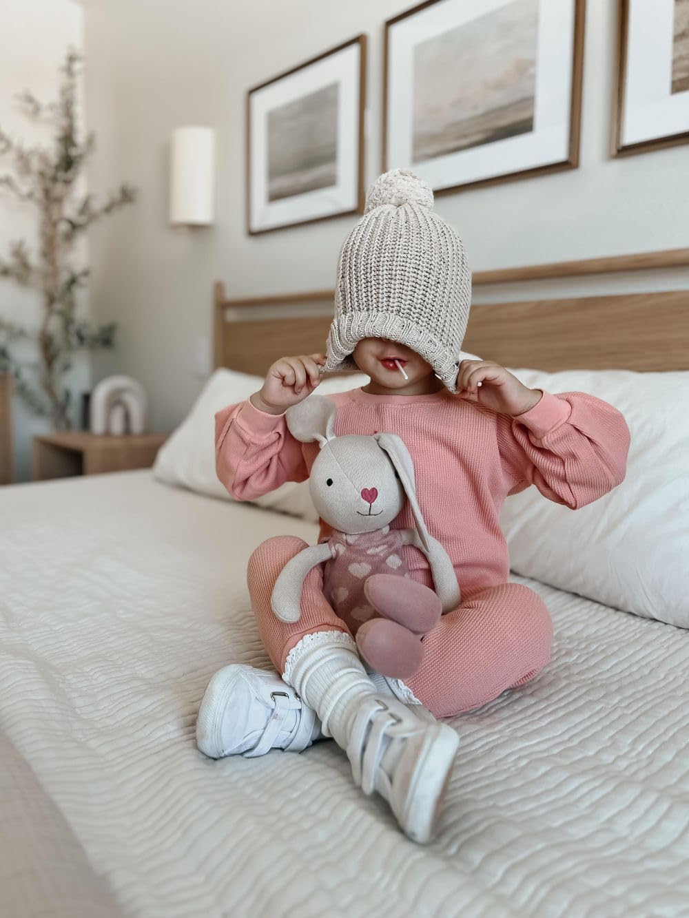 Apple Park Kids Knit pals 16.5" Soft Toy | Non-Toxic, Hypoallergenic, 100% Organic Cotton for 0m+ | Stuffed Animal (Luella)