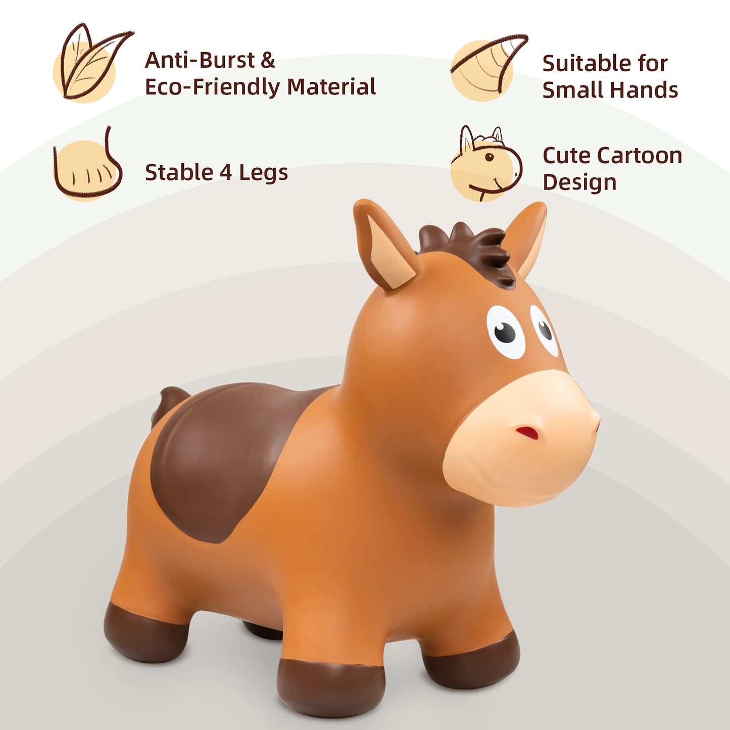 ZOOJOY Bouncy Horse Hopping Toys, Inflatable Animal Horse Toys for Toddlers, Outdoor Indoor Bounce and Ride On Bouncer for Boys Girls, Birthday Gifts for 18 Months 2 3 4 5 6 Year Old with Pump