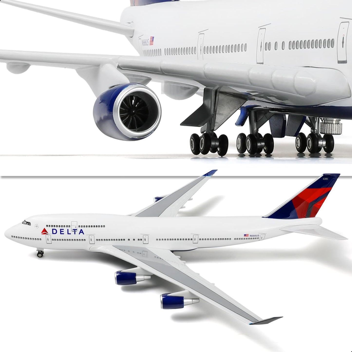 QIYUMOKE 747 1/160 Large Scale Airplane Model 18-inch Lfor Boeing 747 Prebuilt Airplane Model for Adult Plane 747 with Stand for Aviation Enthusiasts Gifts or Display Decorations