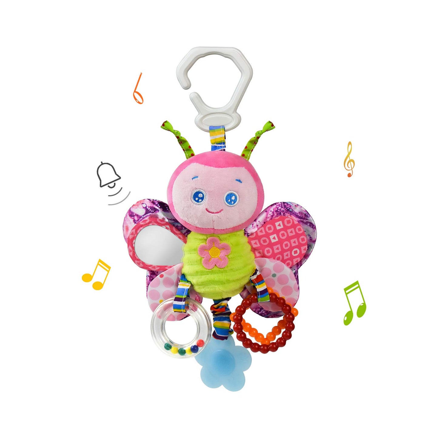 Baby Rattles Toys with Teether,Bed Bell for Toddler in pram,Gifts for Baby Aged 3 Months or More(Butterfly)